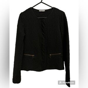 Promod zip up textured blazer with pockets size small black